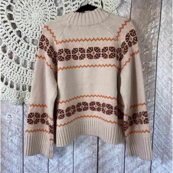 Madewell Pullover Overbrook Fair Isle Mock Neck Wool Blend Alpaca Sweater | XL - Picture 13 of 14